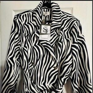 Sassy Jones Black and White Zebra Trench Coat
